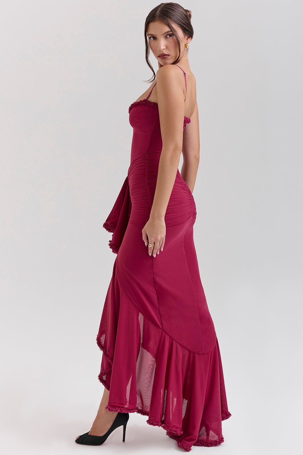 Marisse – Ruffled Mesh Maxi Dress
