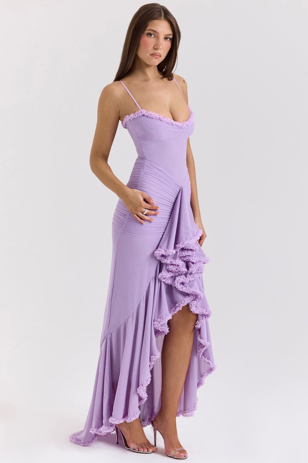 Marisse – Ruffled Mesh Maxi Dress